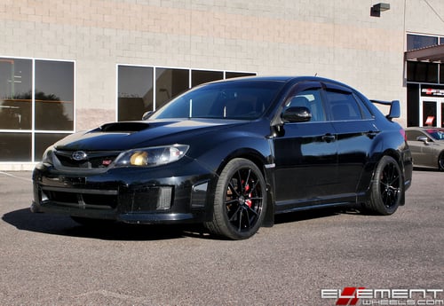 18x8 Vertini RF1.2 Gloss Black Brush Tint on a 2014 Subaru WRX STI w/ Specs