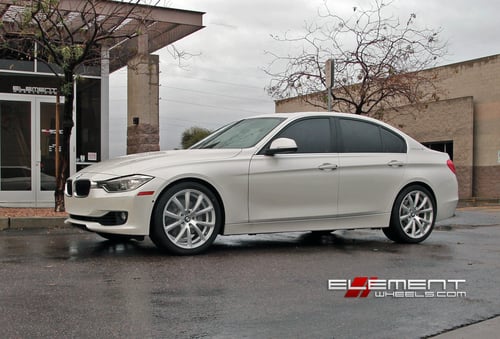 19 inch Staggered MRR HR-10 Silver Diamond Cut on 2014 BMW 3 Series w/ Specs