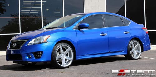 19x8.5 Black Di Forza BM-11 Brushed Silver on 2014 Nissan Sentra w/ Specs