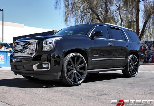 26x10.5 Gianelle Santo-2SS Black w/ Black Lip on a 2015 GMC Yukon Denali w/ Specs