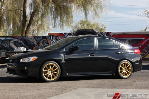 18x8.5 Bavar Racing BV02 Matte Gold on a 2015 Subaru WRX w/ Specs