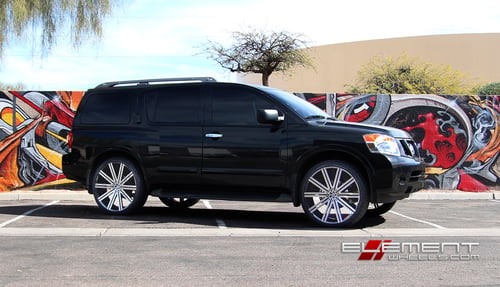 26 inch 2 Crave No-47 Gloss Black w/ Machine Accents on 2015 Nissan Armada w/ Specs