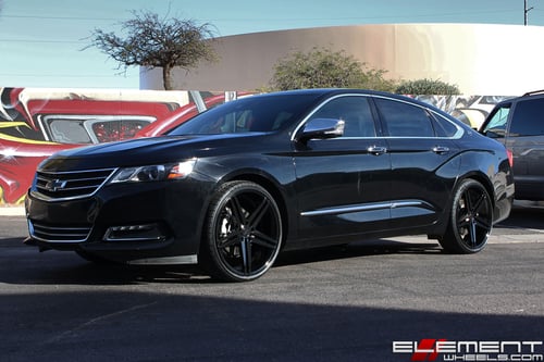 22x9 Verde V39 Parallax All Gloss Black on a 2016 Chevy Impala LTZ w/ Specs