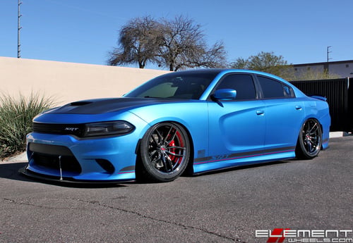 20 inch Staggered Variant Krypton Super Black Chrome (Flow Forged) on a 2016 Dodge Charger SRT w/ Specs