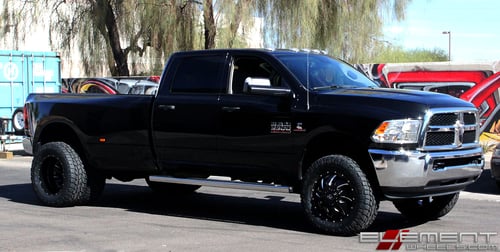 20x8.25 Fuel Off-Road Cleaver Gloss Black Milled D574 Dually on a 2016 Dodge Ram 3500 Dually w/ specs