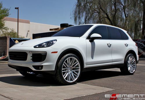 22x10.5 Savini Black Di Forza BM13 Brushed Silver on a 2016 Porsche Cayenne S w/ Specs