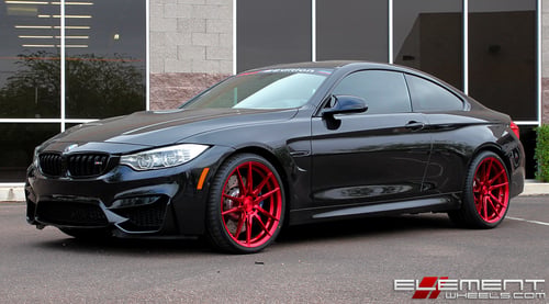 20 inch staggered Rohana RF2 Gloss Red (Rotary Forged) on 2016 BMW M4 w/ specs