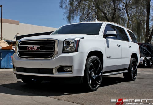 24x10 Lexani Cyclone Gloss Black w/ Machined Tips on a 2017 GMC Yukon w/ Specs