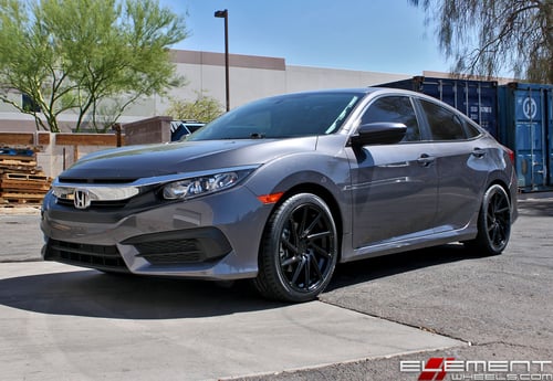 18x8.5 F1R F29 Double Black on a 2017 Honda Civic Sedan w/ Specs