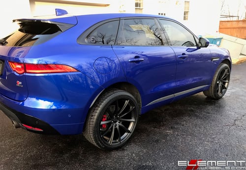 22x10.5 Ace Alloy Convex All Matte Black on a 2017 Jaguar F-PACE w/ Specs