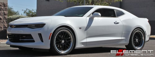 20 inch Staggered TSW Valencia Gloss Black w/ Mirror Lip on a 17 Chevrolet Camaro RS w/ Specs