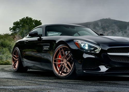 20 inch staggered Ferrada Forge-8 FR5 Bronze Wheels on 2017 Mercedes GTS AMG