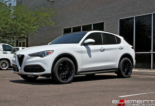 20x8.5 MRR FS02 Gloss Black on a 2018 Alfa Romeo Stelvio Sport w/ specs