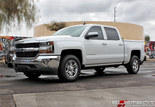 17x8 American Racing AR893 Mainline Chrome on a 2018 Chevy Silverado w/ Specs