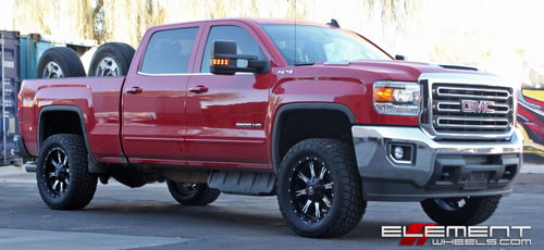 20x9 Fuel Off-Road Nutz Black/Machined on a 2018 GMC Sierra 2500 w/ Specs