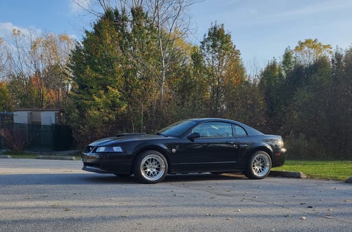 18 inch Staggered Aodhan DS06's in Silver w/ Machined Face on a 2004 Ford Mustang