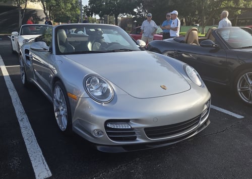 Staggered 19 inch Ruger Mesh in Liquid Silver on a 2010 Porsche 911 Carrera 997 Turbo