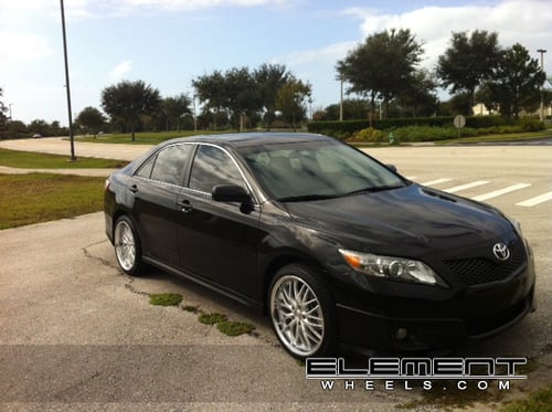 Staggered Silver 19 inch MRR GT1 Wheels on Toyota Camry w/ Specs