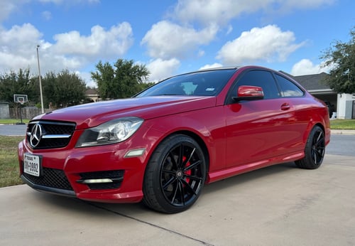 Staggered 18 inch Curva Concepts CFF46 in Gloss Black on a 2013 Mercedes-Benz C250