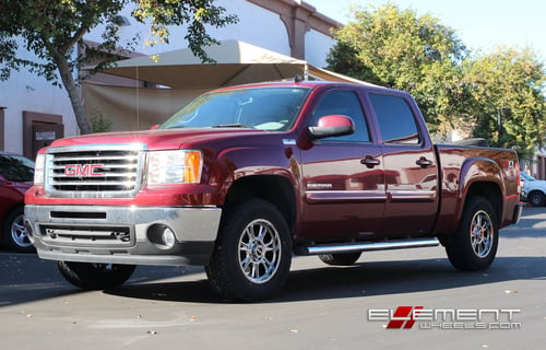 18x8.5 Vision Fury Dark Chrome wheels on 2013 GMC Sierra 1500 Leveled w/ Specs