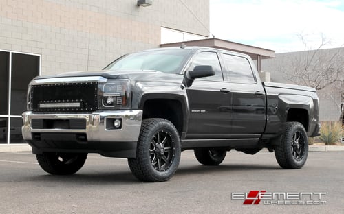 20x9 Fuel Maverick Black Milled on 2015 Chevy Silverado 2500 Leveled w/ Specs