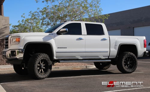 20x10 Fuel Nutz 2pc Black Machined wheels on 2015 GMC Sierra 1500 w/ Specs