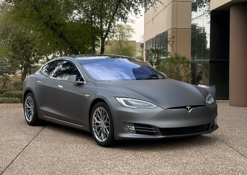 19 inch Staggered Variant Maxim Chrome Powdercoated on a 2016 Tesla Model S