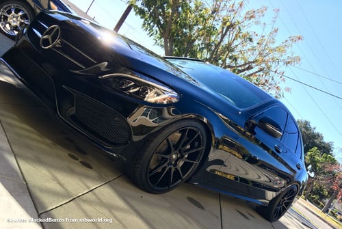 20 inch staggered Black Di Forza BM12 Matte Black Wheels on 2016 Mercedes C Class C300 w/ Specs
