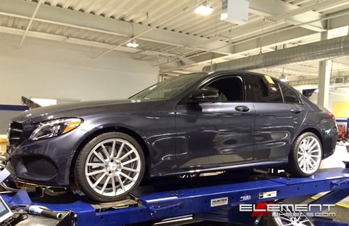 19 inch staggered Black Di Forza BM9 Brushed Silver Wheels on 2016 Mercedes C Class C300 Sport w/ Specs