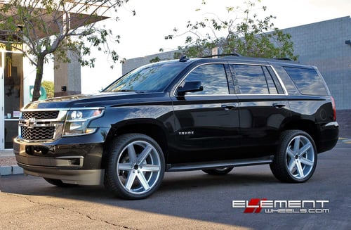 24 inch Giovanna Dramuno 6 Silver on 2016 Chevy Tahoe w/ Specs