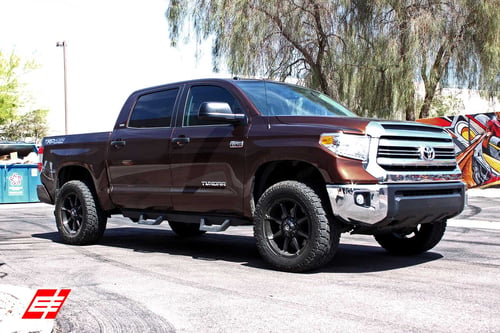 20x9 Fuel Coupler Black w/ Tint wheels on 2015 Toyota Tundra 2 in front Level w/ Specs