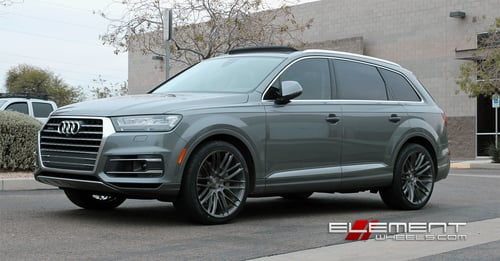 22 inch Black di Forza BM13 Brushed Silver w/ Tint on 2017 Audi Q7 w/ Specs