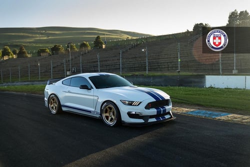 20 Staggered HRE 305 GTS Satin Gold on a 2017 Ford Mustang GT350