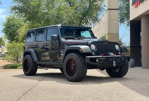 20 inch Force Off-Road F50 in Gloss Black w/ Red Milled on a 2018 Jeep Wrangler JK