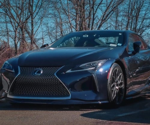 Staggered 21 inch Vossen HF-2's in Gloss Anthracite on a 2018 Lexus LC500