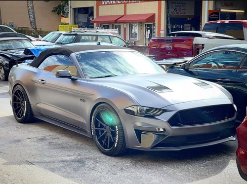 20 inch Staggered Ferrada CM2's in Matte Black on a 2019 Ford Mustang