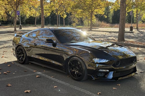 Staggered 19 inch MRR FS01 in Gloss Black on a 2019 Ford Mustang GT
