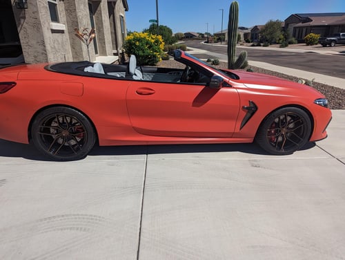 Staggered 20 Inch Stance Wheels SF03 Gloss Black with Polished Liquid Bronze Face on a 2020 BMW M8