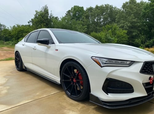 Staggered 20 inch Savini BM12's in Matte Black on a 2021 Acura TLX