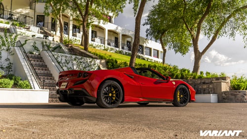 20 Inch Staggered Variant Krypton's in Matte Black on a 2021 Ferrari F8 Spyder