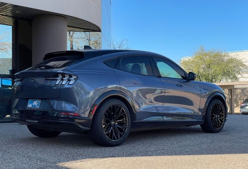20 inch Staggered Lexani Aries in Full Gloss Black on a 2021 Ford Mustang Mach E AWD