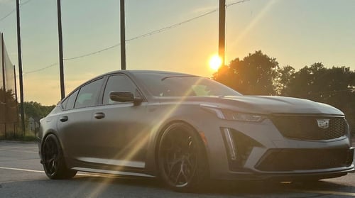 20 inch Staggered Vossen HF-5's in Satin Black on a 2022 Cadillac CT5-V Blackwing