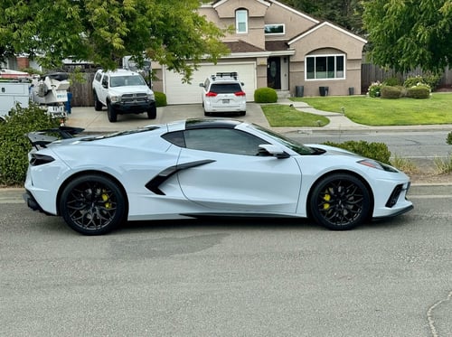19/20 Double Staggered Vossen HF-2's in Satin Black on a 2022 Chevrolet Corvette C8