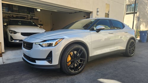 20 inch Variant Helium Semi-Gloss Black on a 2021 Polestar 2