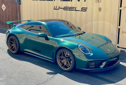 20/21 Double Staggered Variant Zeno's in Satin Bronze on a 2023 Porsche 911 Carrera 992