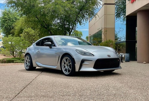 18 inch Staggered Enkei TS-7's in Storm Grey on a 2023 Toyota GR86
