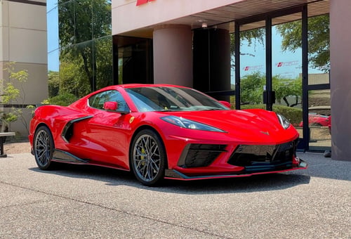 19/20 Double Staggered Variant Maxim in Gloss Gunmetal on a 2024 Chevrolet Corvette C8