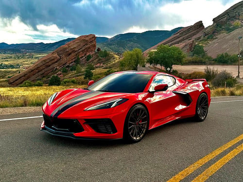 Double Staggered 20/21 inch Variant Rian's in Satin Bronze on a 2024 Chevrolet Corvette C8