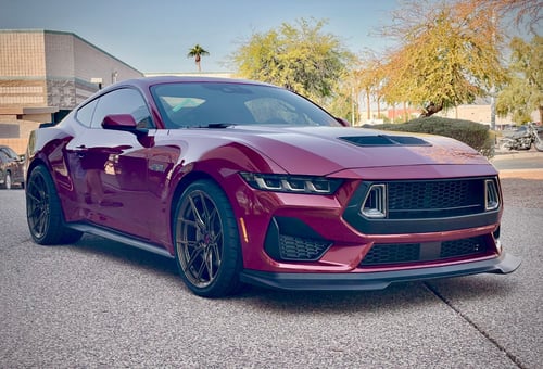 Staggered 20 inch Variant Nysa's in Gloss Bronze on a 2024 Ford Mustang GT