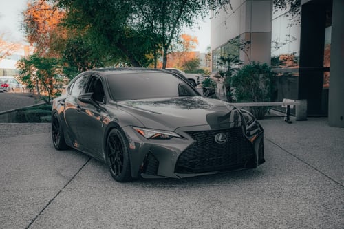 19 Staggered Vossen HF-5 in Gloss Black on a 2024 Lexus IS 350 F Sport
